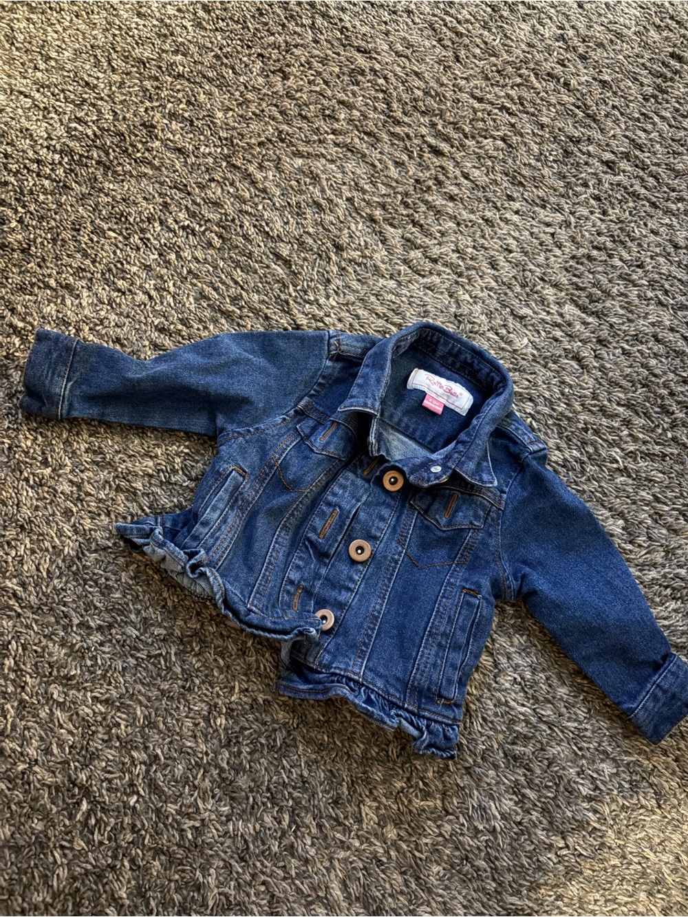 Ruffle Butts Dark Blue Denim Ruffle-Hem Jean Jacket